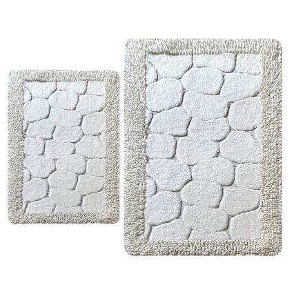 KOMPLEKT 2x Vannitoamatt STONE 60/100 cm valge