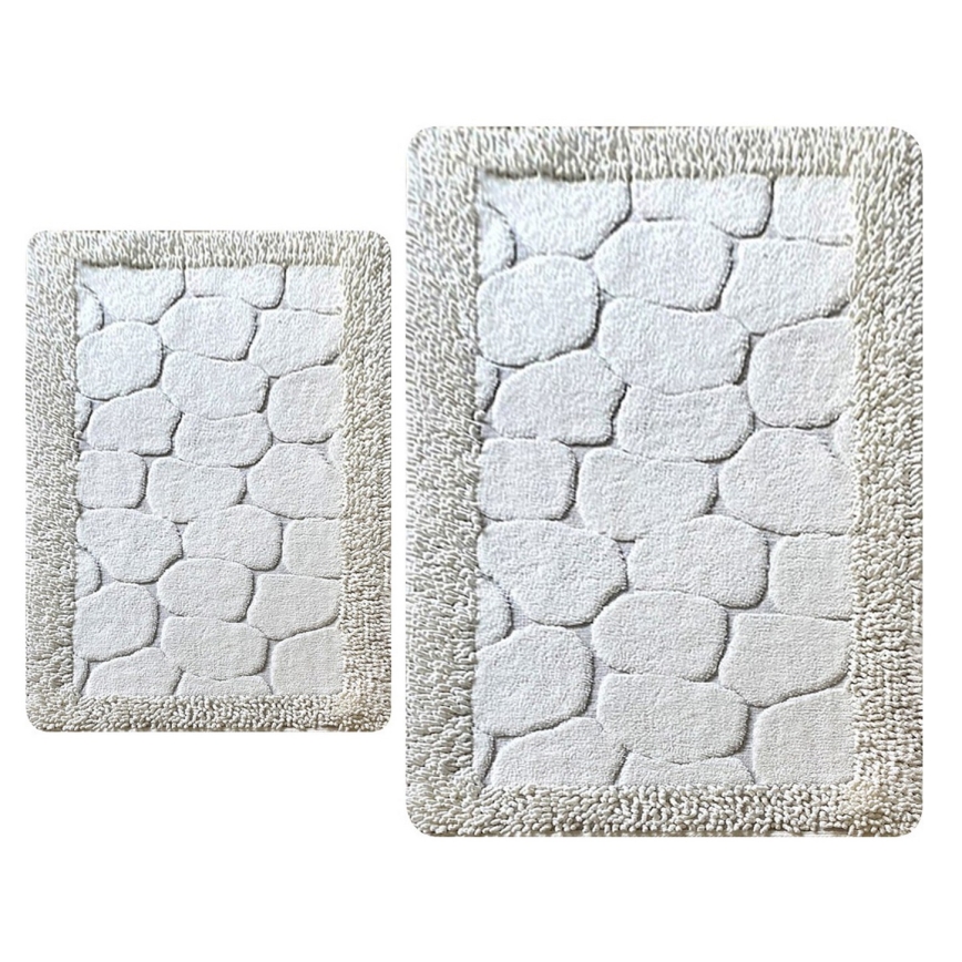KOMPLEKT 2x Vannitoamatt STONE 60/100 cm valge