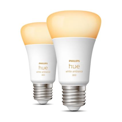 KOMPLEKT 2xLED Hämardatav pirn Philips Hue WHITE AMBIANCE E27/6W/230V 2200-6500K