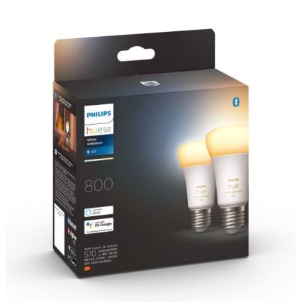 KOMPLEKT 2xLED Hämardatav pirn Philips Hue WHITE AMBIANCE E27/6W/230V 2200-6500K