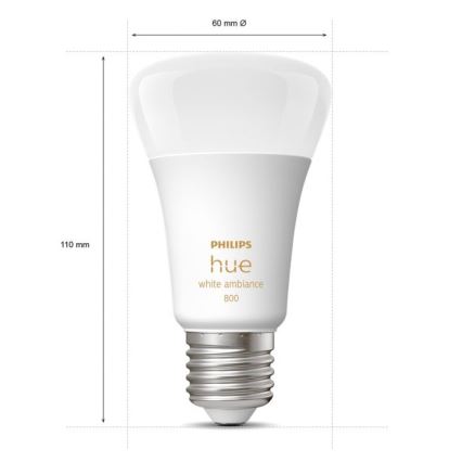 KOMPLEKT 2xLED Hämardatav pirn Philips Hue WHITE AMBIANCE E27/6W/230V 2200-6500K