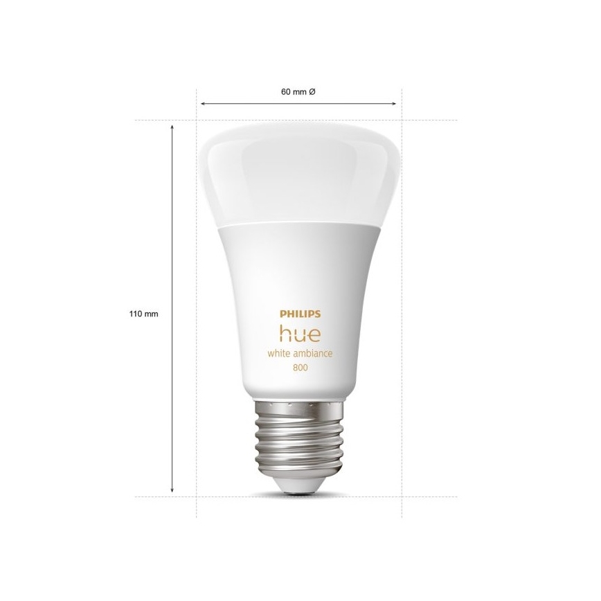 KOMPLEKT 2xLED Hämardatav pirn Philips Hue WHITE AMBIANCE E27/6W/230V 2200-6500K