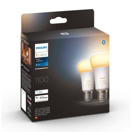 KOMPLEKT 2xLED Hämardatav pirn Philips Hue WHITE AMBIANCE E27/8W/230V 2200-6500K