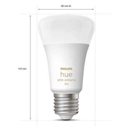 KOMPLEKT 2xLED Hämardatav pirn Philips Hue WHITE AMBIANCE E27/8W/230V 2200-6500K