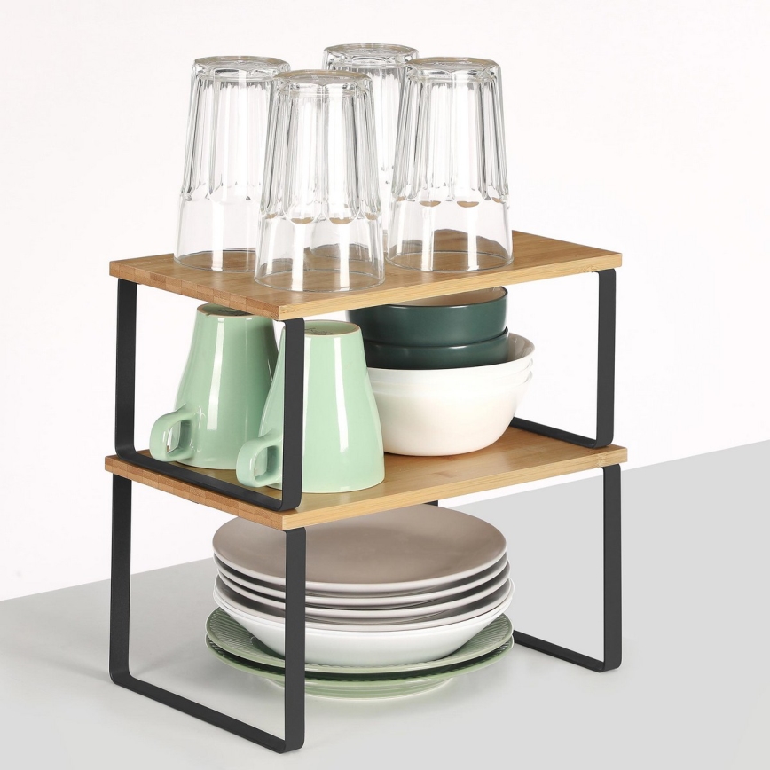 Komplekt 2× hoiustamisriiulit MARGE, must/pruun