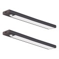 Komplekt 2× laetavaid LED-mööblivalgusteid VIRO, liikumis- ja hämarussensoriga LED/1,2W/3,7V 800 mAh 3000/4000/6500K 30 cm must