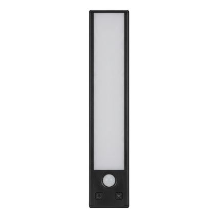 Komplekt 2x laetavat VIRO LED mööblivalgustit liikumis- ja hämarusanduriga LED/1,2W/3,7V 800 mAh 3000/4000/6500K 30 cm must