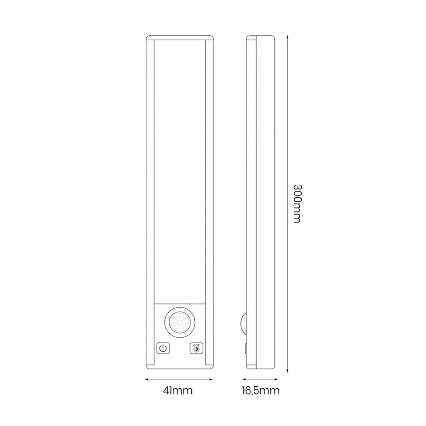 Komplekt 2x laetavat VIRO LED mööblivalgustit liikumis- ja hämarusanduriga LED/1,2W/3,7V 800 mAh 3000/4000/6500K 30 cm must
