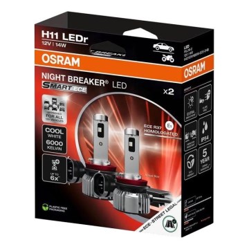 Komplekt 2× LED-autopirne NIGHT BREAKER SMART H11 PGJ19-2/14W/12V 6000K - Osram