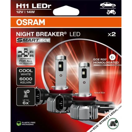 Komplekt 2× LED-autopirne NIGHT BREAKER SMART H11 PGJ19-2/14W/12V 6000K - Osram