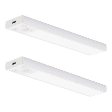 Komplekt 2× LED-laetavaid mööblivalgusteid liikumis- ja hämarusanduriga VIRO LED/1W/3,7V 800 mAh 3000/4000/6500K 20 cm valge