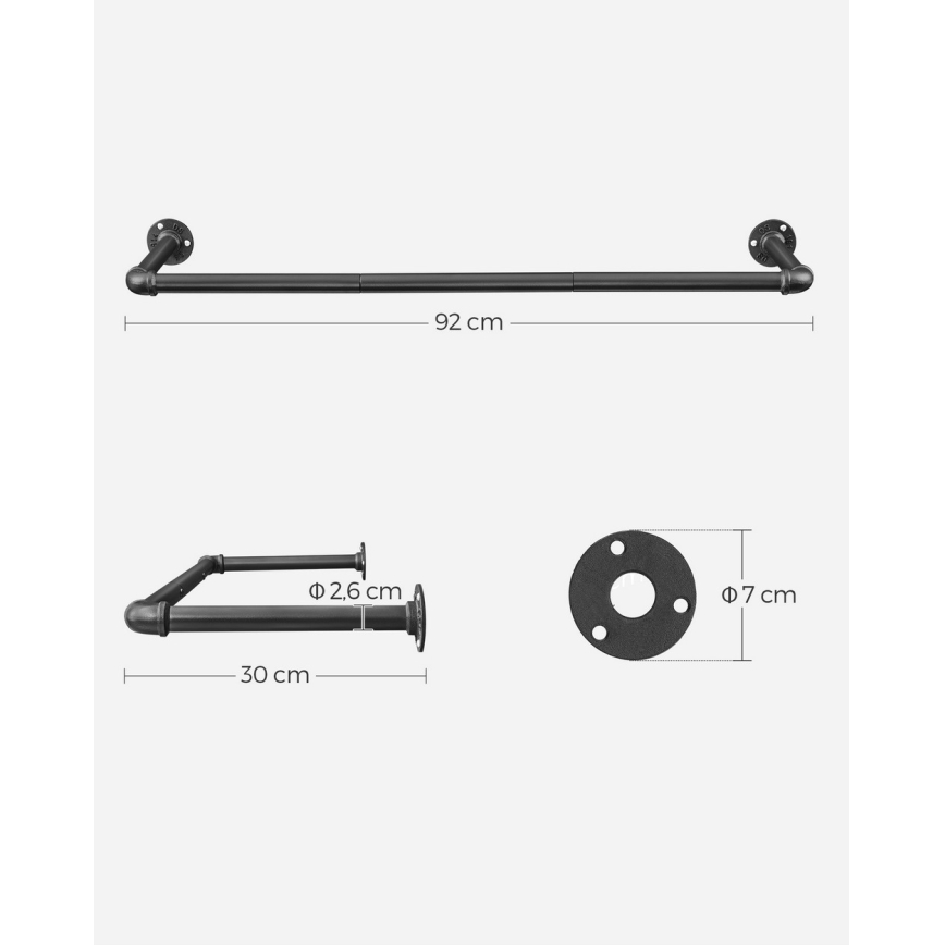 Komplekt 2× seinale paigaldatavat riidenagi LINEA, must