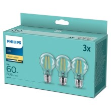 Komplekt 3 x LED Pirn VINTAGE Philips A60 E27/7W/230V 2,700K