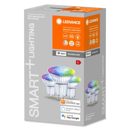 KOMPLEKT 3 x LED RGBW Hämardatav pirn SMART+ GU10/4,9W/230V 2700K-6500K Wi-Fi - Ledvance