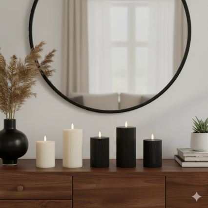 Komplekt 3x BRILLO LED-küünalt LED/2xAA, musta värvi + kaugjuhtimispult