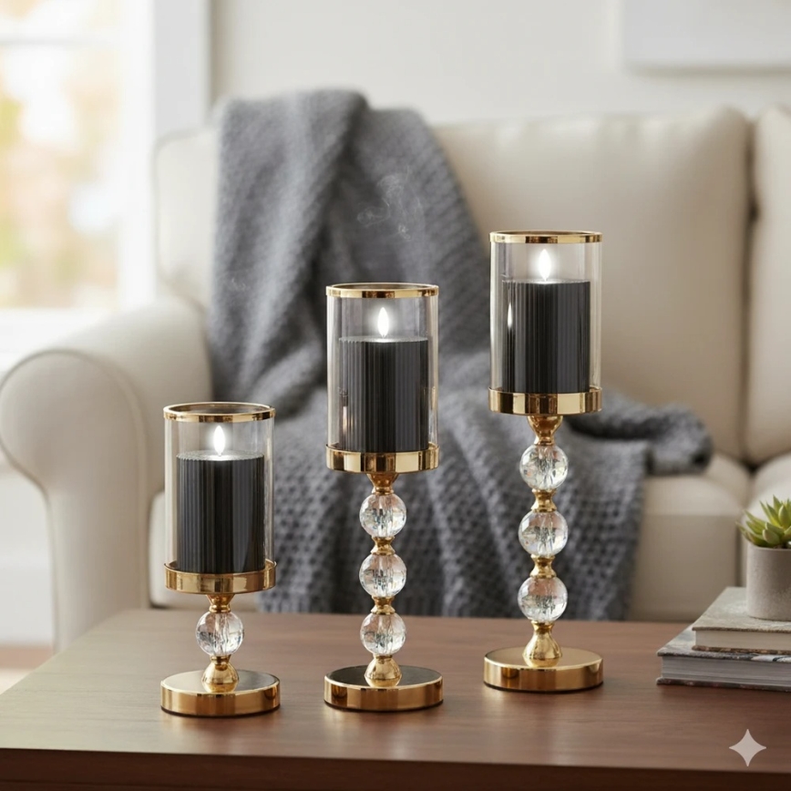 Komplekt 3x BRILLO LED-küünalt LED/2xAA, musta värvi + kaugjuhtimispult