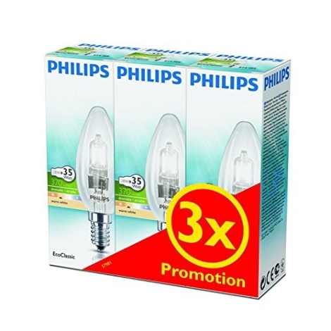 KOMPLEKT 3x Hämardatav halogeenpirn Philips E14/28W/230V 2800K
