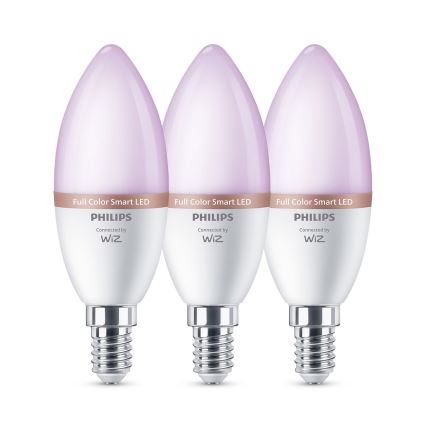 Komplekt 3x LED RGB hämardatavad pirnid Philips SMART C37 E14/4,9W/230V 2200-6500K CRI 90