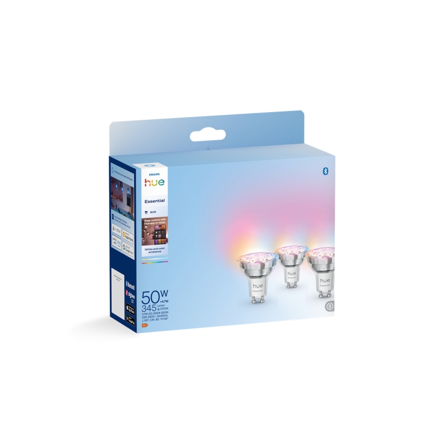 Komplekt 3x hämardatavat Philips Hue White And Color Ambiance Essential GU10/4,7W/230V 2200-6500K