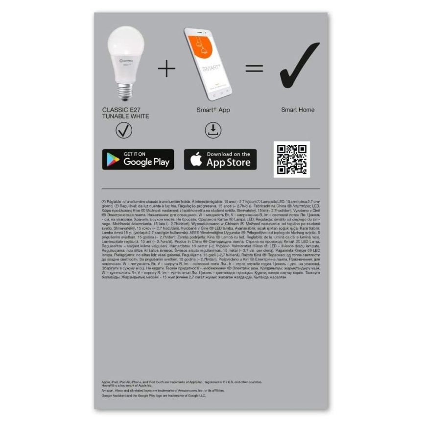 KOMPLEKT 3x LED Hämardatav pirn SMART+ E27/14W/230V 2700K-6500K - Ledvance
