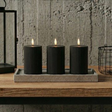 Komplekt 3x LED küünalt BRILLO LED/2xAA 12,5 cm must + kaugjuhtimispult