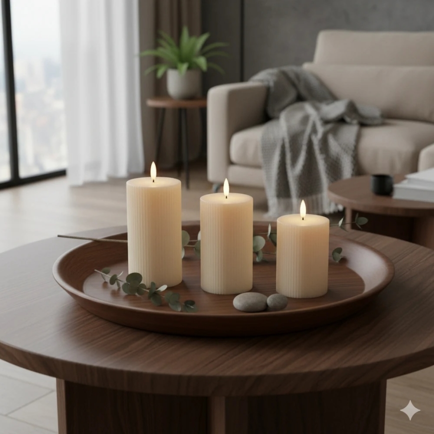 Komplekt 3x LED-küünalt BRILLO LED/3xAAA, kreemjas, koos kaugjuhtimispuldiga