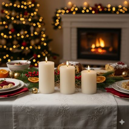 Komplekt 3x LED-küünalt BRILLO LED/3xAAA, kreemjas, koos kaugjuhtimispuldiga