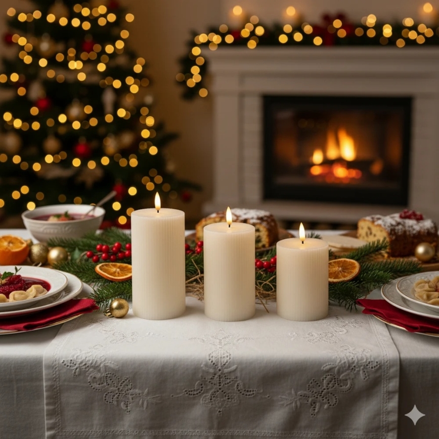 Komplekt 3x LED-küünalt BRILLO LED/3xAAA, kreemjas, koos kaugjuhtimispuldiga