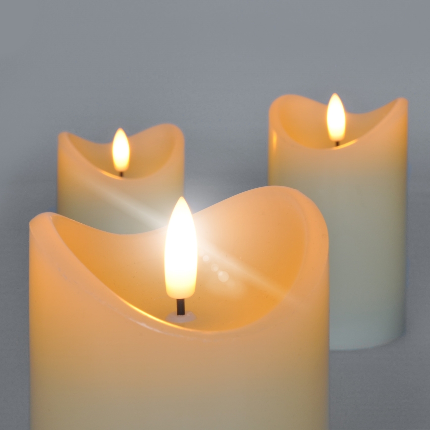 KOMPLEKT 3x LED Looduslik vahaküünal LED/3xAAA/soe valge