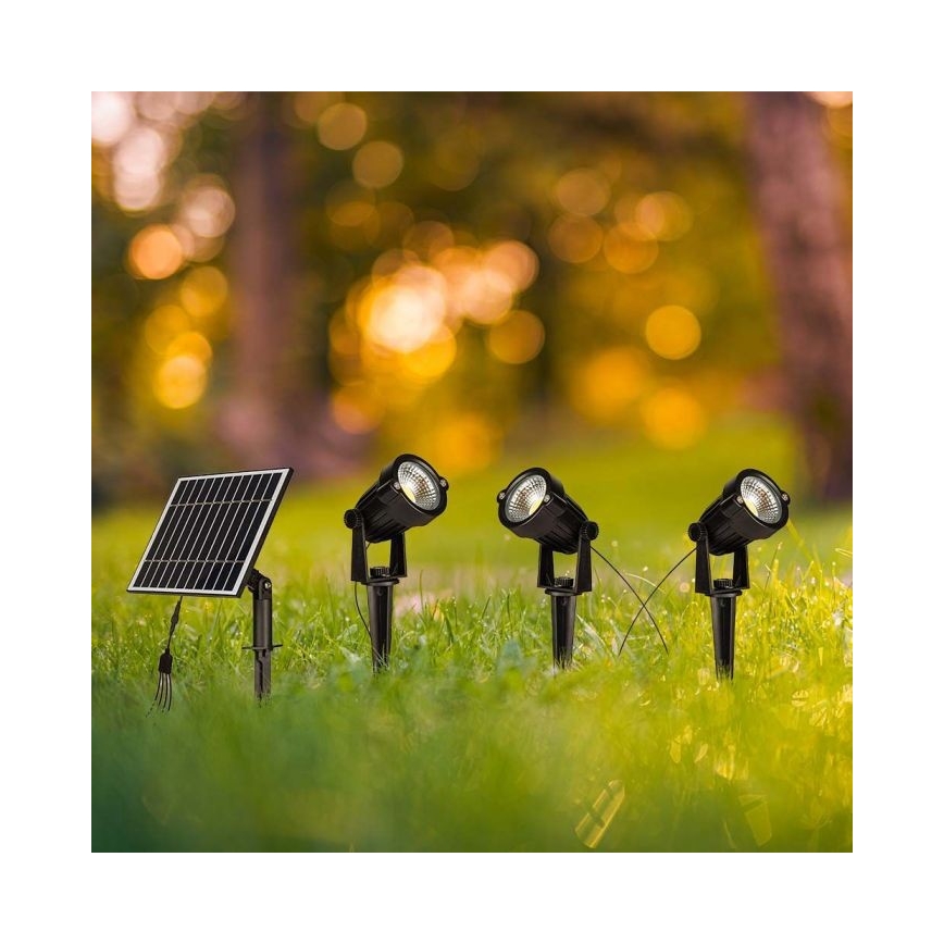 KOMPLEKT 3x LED Päikesepaneeliga välivalgusti 3xLED/1,2W/3,7V IP65 3000K 4000 mAh