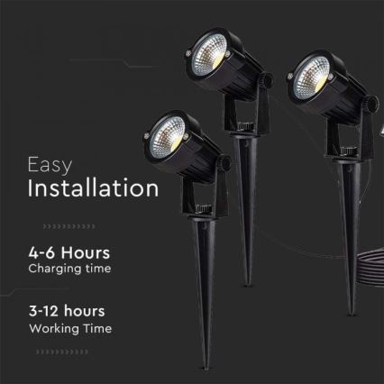 KOMPLEKT 3x LED Päikesepaneeliga välivalgusti 3xLED/1,2W/3,7V IP65 3000K 4000 mAh