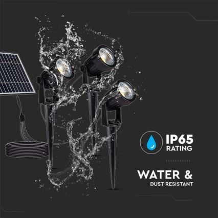KOMPLEKT 3x LED Päikesepaneeliga välivalgusti 3xLED/1,2W/3,7V IP65 3000K 4000 mAh