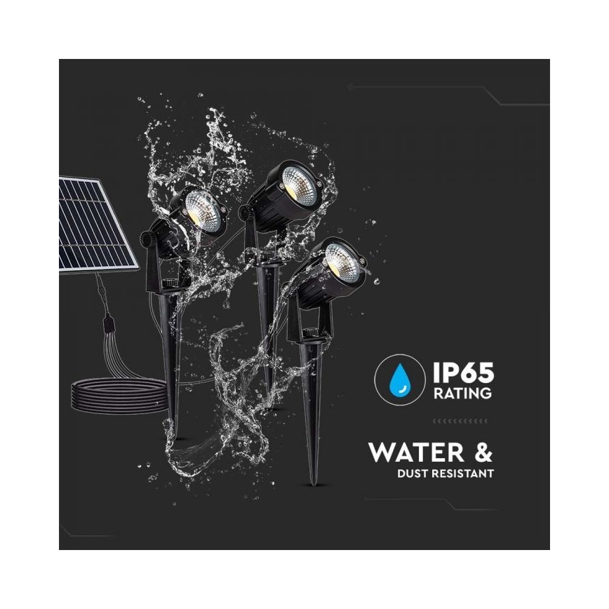 KOMPLEKT 3x LED Päikesepaneeliga välivalgusti 3xLED/1,2W/3,7V IP65 3000K 4000 mAh