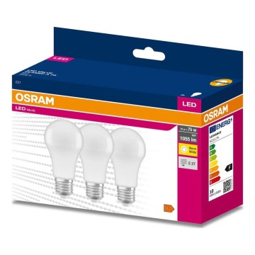 Komplekt 3x LED-pirn A60 E27/10W/230V 3000K - Osram