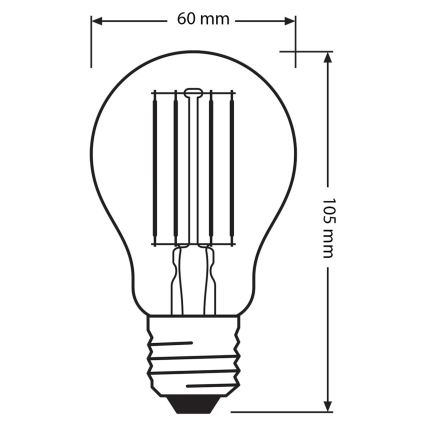 Komplekt 3x LED-pirn BASE CLASSIC FILAMENT A60 E27/11W/230V 4000K - Osram