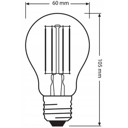 KOMPLEKT 3x LED-pirn BASE CLASSIC FILAMENT A60 E27/7,5W/230V 4000K - Osram