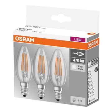 komplekt: 3x LED pirn BASE VINTAGE B40 E14/4W/230V 4000K - Osram