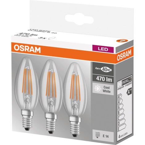 komplekt: 3x LED pirn BASE VINTAGE B40 E14/4W/230V 4000K - Osram
