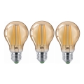 KOMPLEKT 3x LED Pirn CLASIC AMBER A60 E27/9W/230V 2200K - Brilagi