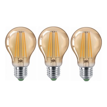 KOMPLEKT 3x LED Pirn CLASIC AMBER A60 E27/9W/230V 2200K - Brilagi