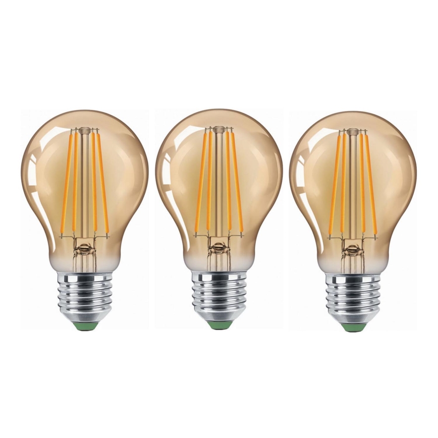 KOMPLEKT 3x LED Pirn CLASIC AMBER A60 E27/9W/230V 2200K - Brilagi