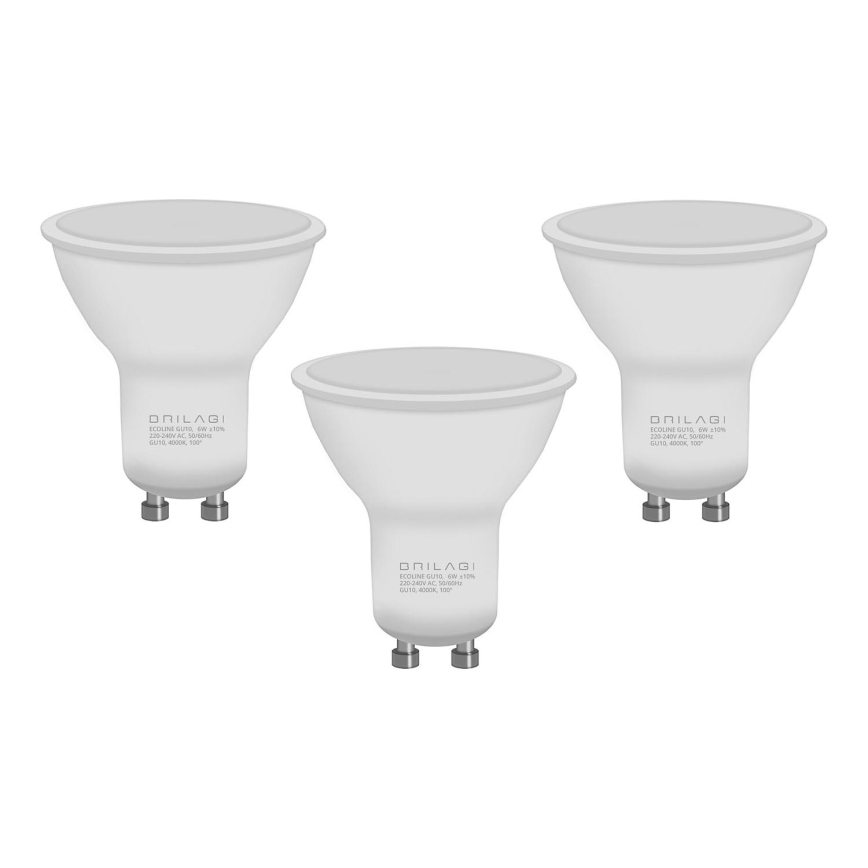 KOMPLEKT 3x LED Pirn ECOLINE GU10/6W/230V 4000K - Brilagi