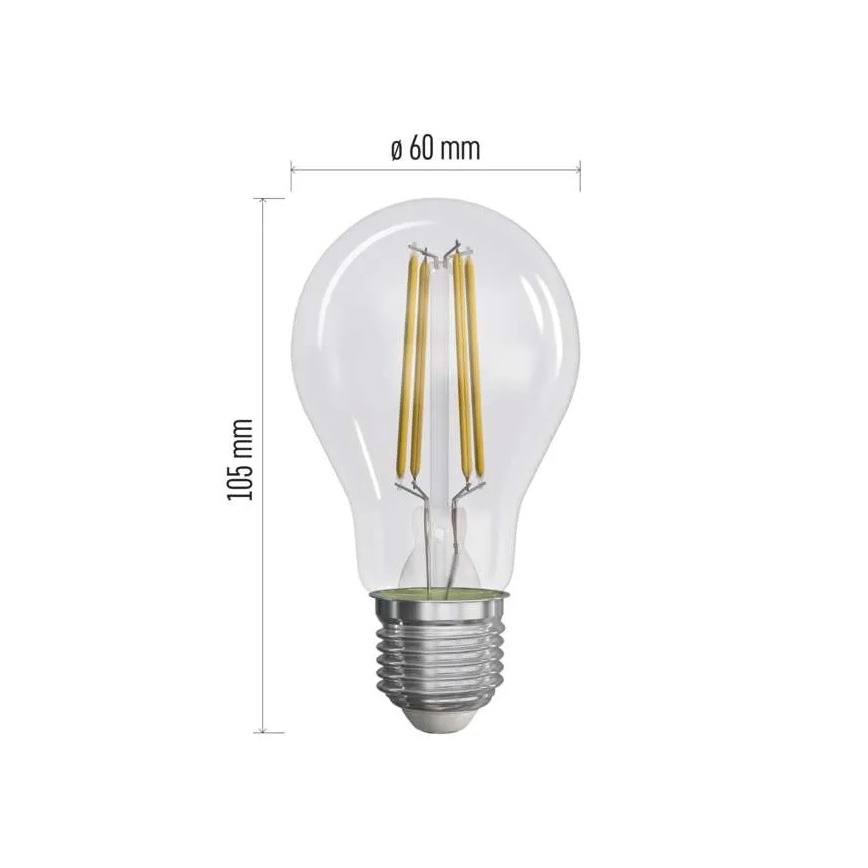 KOMPLEKT 3x LED Pirn FILAMENT A60 E27/5W/230V 4000K Energiaklass A