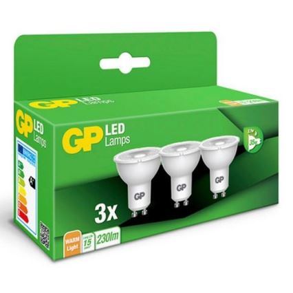 KOMPLEKT 3x LED Pirn GU10/3,1W/230V 2700K - GP