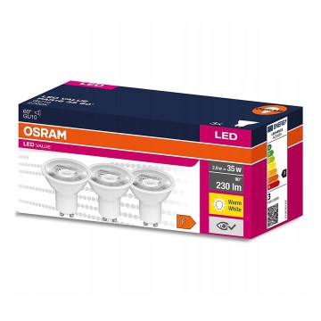 KOMPLEKT 3x LED Pirn PAR16 GU10/2,8W/230V 2700K 60° - Osram