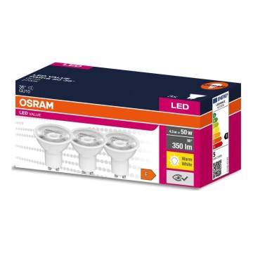 KOMPLEKT 3x LED Pirn PAR16 GU10/4,5W/230V 2700K - Osram