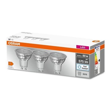 KOMPLEKT 3x LED Pirn PAR16 GU10/6,9W/230V 6500K - Osram