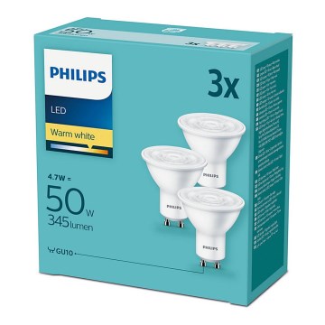 KOMPLEKT 3x LED pirn Philips GU10/4,7W/230V 2700K