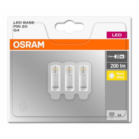 KOMPLEKT 3x LED Pirn PIN G4/1,8W/12V 2700K - Osram