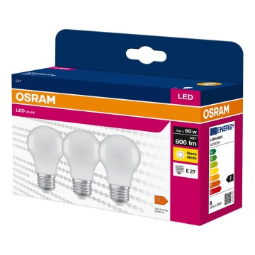 Komplekt 3x LED-pirni A60 E27/8W/230V 3000K - Osram